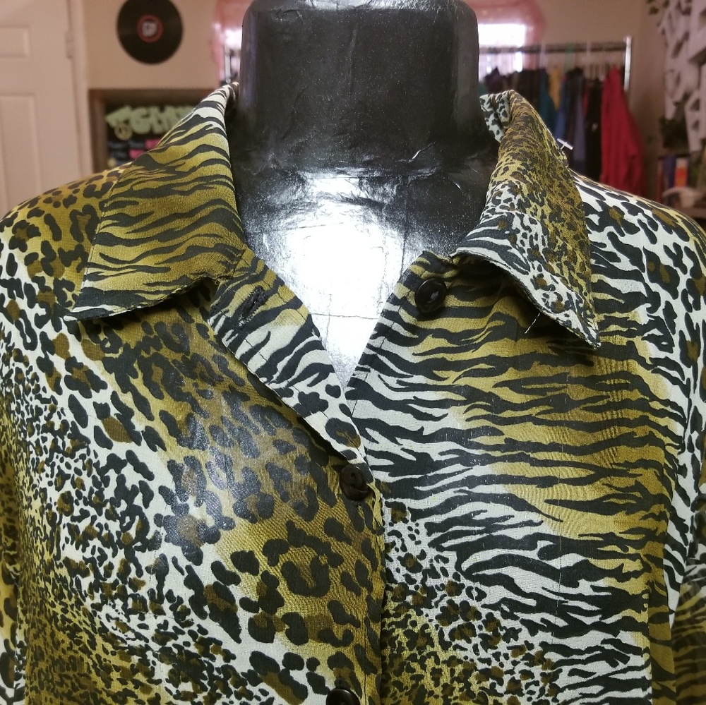 Vintage Kactus Transparent Leopard Print Shirt